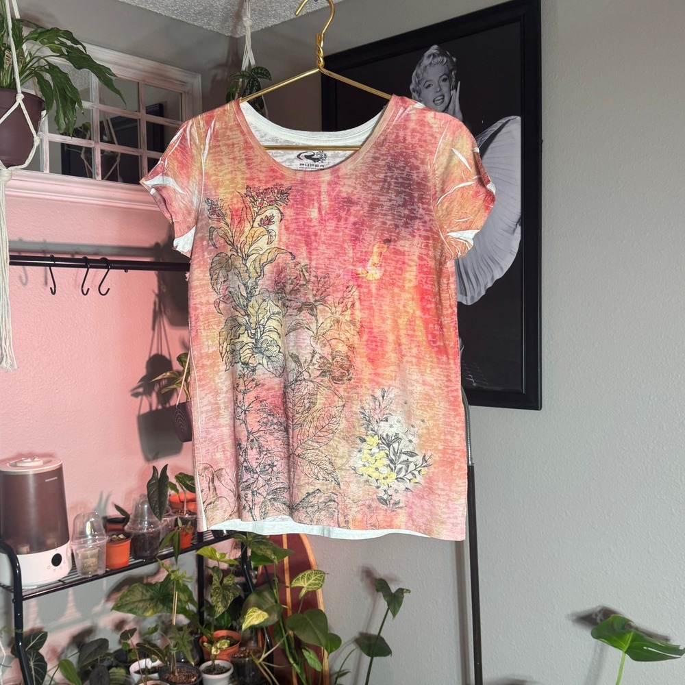 Roper Spirit of the American‎ West Top Medium Floral Graphic Print Tee M